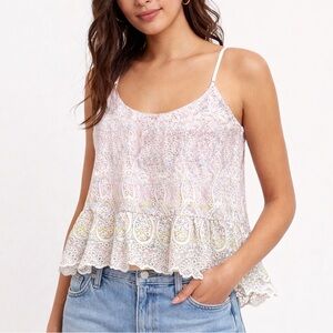 Feather Bone by Anthropologie Eyelet Lace Babydoll Cami | Size 6